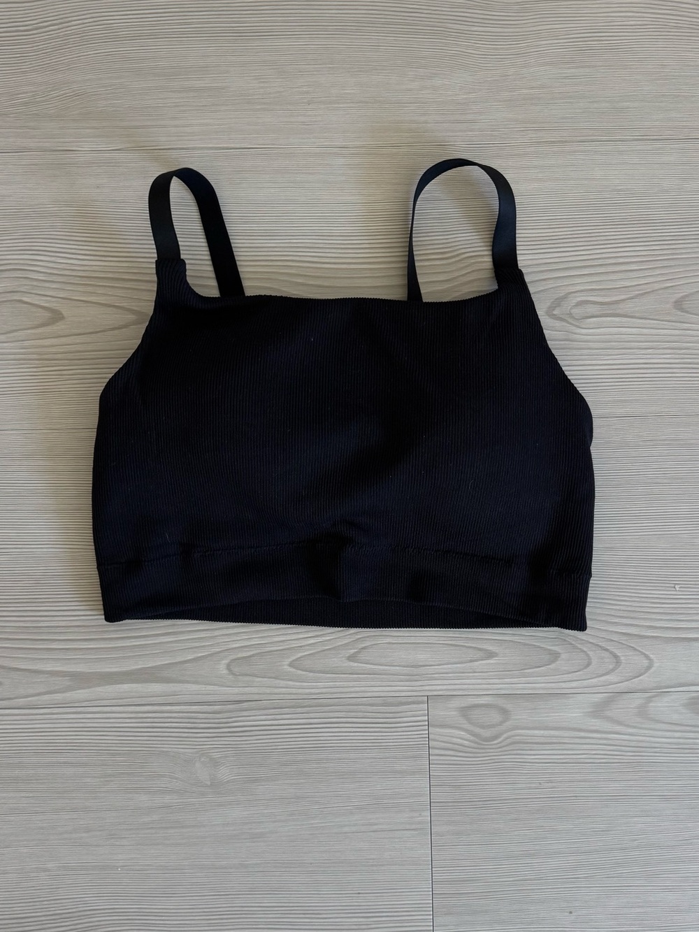 aerie Black Ribbed Crop Bralette
